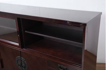中古　新古品　未使用　展示品　二本松工藝館　田中家具　和の趣を感じる民芸飾り棚(サイドボード、サイドキャビネット、収納棚、戸棚)(定価約88万円)(R-081198)