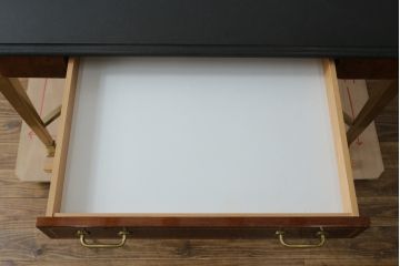 中古　最高級!!　イタリア輸入家具　天板黒御影石　マホガニー材　真鍮(しんちゅう)製　上質さが感じられる凝った造り込みが魅力的なデスク(平机、ワークデスク、在宅用、在宅ワーク用)(定価約120万円)(R-081204)