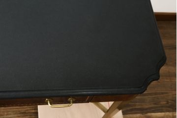 中古　最高級!!　イタリア輸入家具　天板黒御影石　マホガニー材　真鍮(しんちゅう)製　上質さが感じられる凝った造り込みが魅力的なデスク(平机、ワークデスク、在宅用、在宅ワーク用)(定価約120万円)(R-081204)