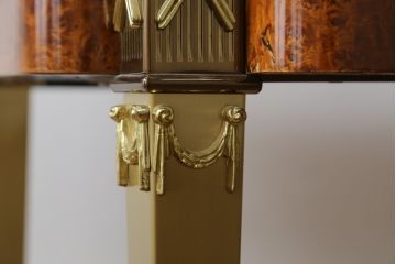 中古　最高級!!　イタリア輸入家具　天板黒御影石　マホガニー材　真鍮(しんちゅう)製　上質さが感じられる凝った造り込みが魅力的なデスク(平机、ワークデスク、在宅用、在宅ワーク用)(定価約120万円)(R-081204)