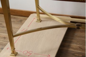 中古　最高級!!　イタリア輸入家具　天板黒御影石　マホガニー材　真鍮(しんちゅう)製　上質さが感じられる凝った造り込みが魅力的なデスク(平机、ワークデスク、在宅用、在宅ワーク用)(定価約120万円)(R-081204)