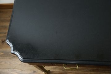 中古　最高級!!　イタリア輸入家具　天板黒御影石　マホガニー材　真鍮(しんちゅう)製　上質さが感じられる凝った造り込みが魅力的なデスク(平机、ワークデスク、在宅用、在宅ワーク用)(定価約120万円)(R-081204)