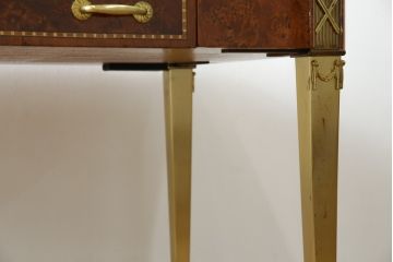 中古　最高級!!　イタリア輸入家具　天板黒御影石　マホガニー材　真鍮(しんちゅう)製　上質さが感じられる凝った造り込みが魅力的なデスク(平机、ワークデスク、在宅用、在宅ワーク用)(定価約120万円)(R-081204)