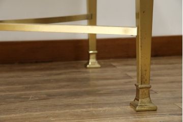 中古　最高級!!　イタリア輸入家具　天板黒御影石　マホガニー材　真鍮(しんちゅう)製　上質さが感じられる凝った造り込みが魅力的なデスク(平机、ワークデスク、在宅用、在宅ワーク用)(定価約120万円)(R-081204)