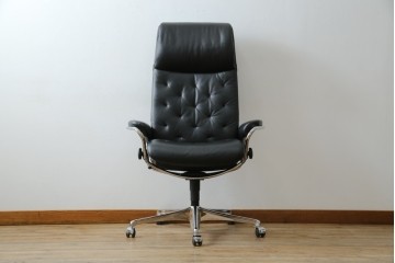 中古　ノルウェー　EKORNES(エコーネス)社　本革　Stressless Metro Office (ストレスレス メトロ オフィス)　インダストリアルな高級デスクチェア　定価約31万円　(R-081207)