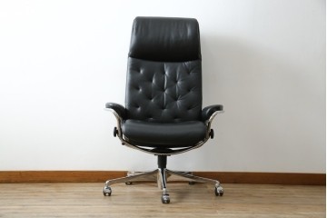 中古　ノルウェー　EKORNES(エコーネス)社　本革　Stressless Metro Office (ストレスレス メトロ オフィス)　インダストリアルな高級デスクチェア　定価約31万円　(R-081207)