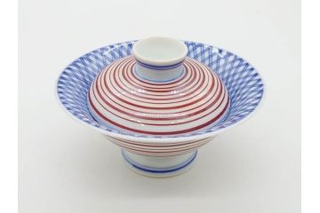 酒井田柿右衛門　肥前国南川原　染錦　二重渦福　丸形　約10cm　3.1寸　匠の技が光る珍味入5客セット(蓋付き器、裏印、小物入れ、香合、蓋物、菓子鉢、茶壷、共箱付き、和食器、陶器、三寸一分)(R-081209)