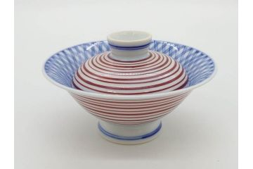 酒井田柿右衛門　肥前国南川原　染錦　二重渦福　丸形　約10cm　3.1寸　匠の技が光る珍味入5客セット(蓋付き器、裏印、小物入れ、香合、蓋物、菓子鉢、茶壷、共箱付き、和食器、陶器、三寸一分)(R-081209)