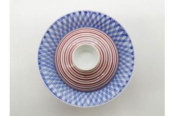 酒井田柿右衛門　肥前国南川原　染錦　二重渦福　丸形　約10cm　3.1寸　匠の技が光る珍味入5客セット(蓋付き器、裏印、小物入れ、香合、蓋物、菓子鉢、茶壷、共箱付き、和食器、陶器、三寸一分)(R-081209)