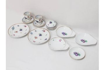 イタリア　Richard Ginori(リチャードジノリ)　イタリアンフルーツ　ベッキオフルーツ　ボンジョルノ　プルーン　チェリー　食卓に彩を添えるジノリ9点セット(花、フラワー、果物、チョコレートカップ&ソーサー、S&C、皿、バタープレート、ボンボニエール、デミタス、金彩)(R-081211)