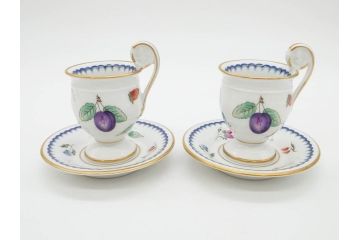 イタリア　Richard Ginori(リチャードジノリ)　イタリアンフルーツ　ベッキオフルーツ　ボンジョルノ　プルーン　チェリー　食卓に彩を添えるジノリ9点セット(花、フラワー、果物、チョコレートカップ&ソーサー、S&C、皿、バタープレート、ボンボニエール、デミタス、金彩)(R-081211)