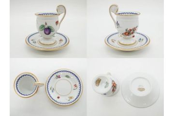 イタリア　Richard Ginori(リチャードジノリ)　イタリアンフルーツ　ベッキオフルーツ　ボンジョルノ　プルーン　チェリー　食卓に彩を添えるジノリ9点セット(花、フラワー、果物、チョコレートカップ&ソーサー、S&C、皿、バタープレート、ボンボニエール、デミタス、金彩)(R-081211)
