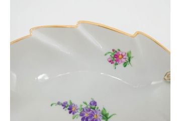 ドイツ　Dresden(ドレスデン)　カール・ティーメ工房　金彩　透かし　花柄　リーフプレート　デミタスカップ&ソーサー　煌びやかで麗しいプレート2枚&C&Sセット(フラワー、ディッシュ、中皿、変形皿、洋食器)(R-081213)