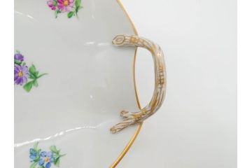 ドイツ　Dresden(ドレスデン)　カール・ティーメ工房　金彩　透かし　花柄　リーフプレート　デミタスカップ&ソーサー　煌びやかで麗しいプレート2枚&C&Sセット(フラワー、ディッシュ、中皿、変形皿、洋食器)(R-081213)