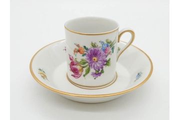 ドイツ　Dresden(ドレスデン)　カール・ティーメ工房　金彩　透かし　花柄　リーフプレート　デミタスカップ&ソーサー　煌びやかで麗しいプレート2枚&C&Sセット(フラワー、ディッシュ、中皿、変形皿、洋食器)(R-081213)