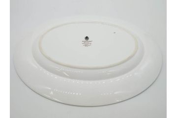 イギリス　WEDGWOOD(ウェッジウッド)　FLORENTINE TURQUOISE(フロレンティーン ターコイズ)　オーバルディッシュ　スーププレート　威風堂々としたデザインが見事なプレート3枚セット(グロテスク文様、フルーツ、果物、大皿、洋食器、英国)(R-081214)