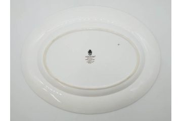 イギリス　WEDGWOOD(ウェッジウッド)　FLORENTINE TURQUOISE(フロレンティーン ターコイズ)　オーバルディッシュ　スーププレート　威風堂々としたデザインが見事なプレート3枚セット(グロテスク文様、フルーツ、果物、大皿、洋食器、英国)(R-081214)