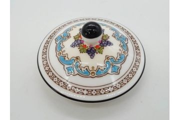 イギリス　WEDGWOOD(ウェッジウッド)　FLORENTINE TURQUOISE(フロレンティーン ターコイズ)　ティー　コーヒー　高い品格を感じるシュガーボックス・クリーマー2点セット(グロテスク文様、フルーツ、果物、ミルクジャー、ミルクポット、シュガーポット、ボンボン入れ、洋食器、英国)(R-081215)