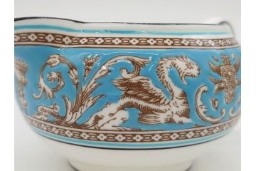 イギリス　WEDGWOOD(ウェッジウッド)　FLORENTINE TURQUOISE(フロレンティーン ターコイズ)　ティー　コーヒー　高い品格を感じるシュガーボックス・クリーマー2点セット(グロテスク文様、フルーツ、果物、ミルクジャー、ミルクポット、シュガーポット、ボンボン入れ、洋食器、英国)(R-081215)