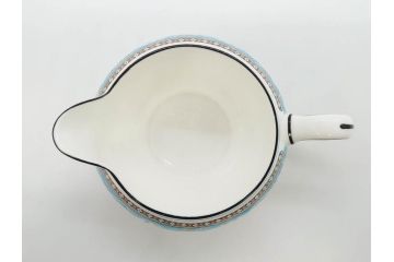 イギリス　WEDGWOOD(ウェッジウッド)　FLORENTINE TURQUOISE(フロレンティーン ターコイズ)　ティー　コーヒー　高い品格を感じるシュガーボックス・クリーマー2点セット(グロテスク文様、フルーツ、果物、ミルクジャー、ミルクポット、シュガーポット、ボンボン入れ、洋食器、英国)(R-081215)