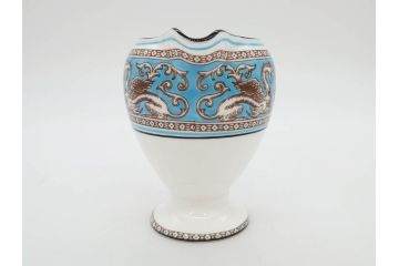 イギリス　WEDGWOOD(ウェッジウッド)　FLORENTINE TURQUOISE(フロレンティーン ターコイズ)　ティー　コーヒー　高い品格を感じるシュガーボックス・クリーマー2点セット(グロテスク文様、フルーツ、果物、ミルクジャー、ミルクポット、シュガーポット、ボンボン入れ、洋食器、英国)(R-081215)