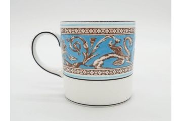 イギリス　WEDGWOOD(ウェッジウッド)　FLORENTINE TURQUOISE(フロレンティーン ターコイズ)　重厚感ある佇まいのコーヒーカップ&ソーサー4客セット(グロテスク文様、フルーツ、果物、C&S、洋食器、英国)(R-081216)