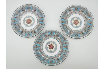 イギリス　WEDGWOOD(ウェッジウッド)　FLORENTINE TURQUOISE(フロレンティーン ターコイズ)　優雅な時間を演出するコーヒーカップ&ソーサー3客セット(グロテスク文様、フルーツ、果物、洋食器、英国)(R-081217)