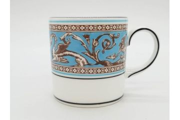 イギリス　WEDGWOOD(ウェッジウッド)　FLORENTINE TURQUOISE(フロレンティーン ターコイズ)　優雅な時間を演出するコーヒーカップ&ソーサー3客セット(グロテスク文様、フルーツ、果物、洋食器、英国)(R-081217)