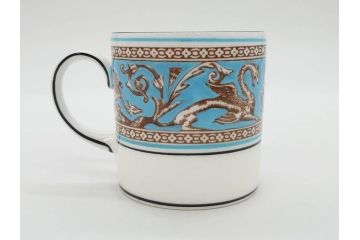 イギリス　WEDGWOOD(ウェッジウッド)　FLORENTINE TURQUOISE(フロレンティーン ターコイズ)　優雅な時間を演出するコーヒーカップ&ソーサー3客セット(グロテスク文様、フルーツ、果物、洋食器、英国)(R-081217)
