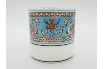 イギリス　WEDGWOOD(ウェッジウッド)　FLORENTINE TURQUOISE(フロレンティーン ターコイズ)　優雅な時間を演出するコーヒーカップ&ソーサー3客セット(グロテスク文様、フルーツ、果物、洋食器、英国)(R-081217)