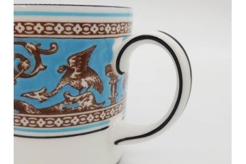 イギリス　WEDGWOOD(ウェッジウッド)　FLORENTINE TURQUOISE(フロレンティーン ターコイズ)　優雅な時間を演出するコーヒーカップ&ソーサー3客セット(グロテスク文様、フルーツ、果物、洋食器、英国)(R-081217)