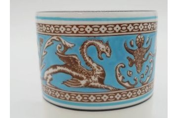 イギリス　WEDGWOOD(ウェッジウッド)　FLORENTINE TURQUOISE(フロレンティーン ターコイズ)　優雅な時間を演出するコーヒーカップ&ソーサー3客セット(グロテスク文様、フルーツ、果物、洋食器、英国)(R-081217)
