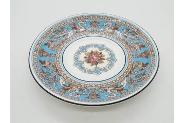 イギリス　WEDGWOOD(ウェッジウッド)　FLORENTINE TURQUOISE(フロレンティーン ターコイズ)　優雅な時間を演出するコーヒーカップ&ソーサー3客セット(グロテスク文様、フルーツ、果物、洋食器、英国)(R-081217)