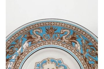 イギリス　WEDGWOOD(ウェッジウッド)　FLORENTINE TURQUOISE(フロレンティーン ターコイズ)　優雅な時間を演出するコーヒーカップ&ソーサー3客セット(グロテスク文様、フルーツ、果物、洋食器、英国)(R-081217)