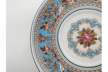 イギリス　WEDGWOOD(ウェッジウッド)　FLORENTINE TURQUOISE(フロレンティーン ターコイズ)　優雅な時間を演出するコーヒーカップ&ソーサー3客セット(グロテスク文様、フルーツ、果物、洋食器、英国)(R-081217)
