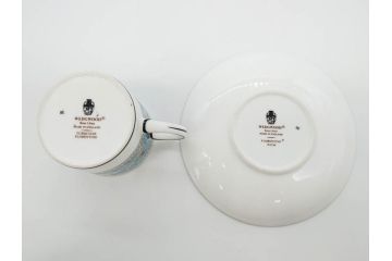 イギリス　WEDGWOOD(ウェッジウッド)　FLORENTINE TURQUOISE(フロレンティーン ターコイズ)　優雅な時間を演出するコーヒーカップ&ソーサー3客セット(グロテスク文様、フルーツ、果物、洋食器、英国)(R-081217)