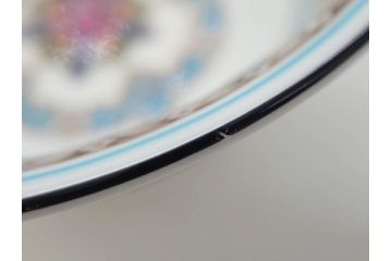 イギリス　WEDGWOOD(ウェッジウッド)　FLORENTINE TURQUOISE(フロレンティーン ターコイズ)　上品な佇まいのティーカップ&ソーサー4客セット(グロテスク文様、フルーツ、果物、ピオニー、C&S、洋食器、英国)(R-081218)