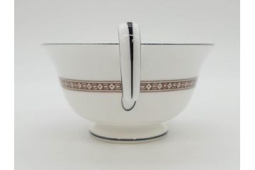 イギリス　WEDGWOOD(ウェッジウッド)　FLORENTINE TURQUOISE(フロレンティーン ターコイズ)　上品な佇まいのティーカップ&ソーサー4客セット(グロテスク文様、フルーツ、果物、ピオニー、C&S、洋食器、英国)(R-081218)