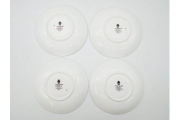 イギリス　WEDGWOOD(ウェッジウッド)　FLORENTINE TURQUOISE(フロレンティーン ターコイズ)　上品な雰囲気のティーカップ&ソーサー4客セット(グロテスク文様、フルーツ、果物、ピオニー、C&S、洋食器、英国)(R-081219)