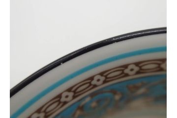 イギリス　WEDGWOOD(ウェッジウッド)　FLORENTINE TURQUOISE(フロレンティーン ターコイズ)　上品な雰囲気のティーカップ&ソーサー4客セット(グロテスク文様、フルーツ、果物、ピオニー、C&S、洋食器、英国)(R-081219)