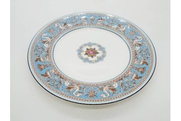イギリス　WEDGWOOD(ウェッジウッド)　FLORENTINE TURQUOISE(フロレンティーン ターコイズ)　食卓が華やぐプレート6枚セット(グロテスク文様、フルーツ、果物、中皿、洋食器、英国)(R-081220)