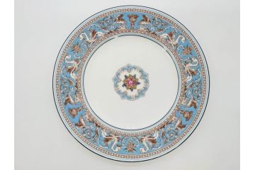 イギリス　WEDGWOOD(ウェッジウッド)　FLORENTINE TURQUOISE(フロレンティーン ターコイズ)　食卓が華やぐプレート6枚セット(グロテスク文様、フルーツ、果物、中皿、洋食器、英国)(R-081220)