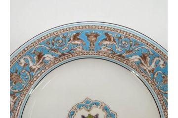 イギリス　WEDGWOOD(ウェッジウッド)　FLORENTINE TURQUOISE(フロレンティーン ターコイズ)　食卓が華やぐプレート6枚セット(グロテスク文様、フルーツ、果物、中皿、洋食器、英国)(R-081220)