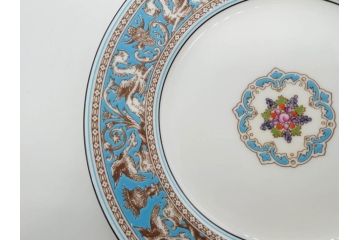 イギリス　WEDGWOOD(ウェッジウッド)　FLORENTINE TURQUOISE(フロレンティーン ターコイズ)　食卓が華やぐプレート6枚セット(グロテスク文様、フルーツ、果物、中皿、洋食器、英国)(R-081220)