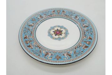 イギリス　WEDGWOOD(ウェッジウッド)　FLORENTINE TURQUOISE(フロレンティーン ターコイズ)　食卓が華やぐプレート6枚セット(グロテスク文様、フルーツ、果物、中皿、洋食器、英国)(R-081220)