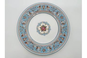 イギリス　WEDGWOOD(ウェッジウッド)　FLORENTINE TURQUOISE(フロレンティーン ターコイズ)　食卓が華やぐプレート6枚セット(グロテスク文様、フルーツ、果物、中皿、洋食器、英国)(R-081220)
