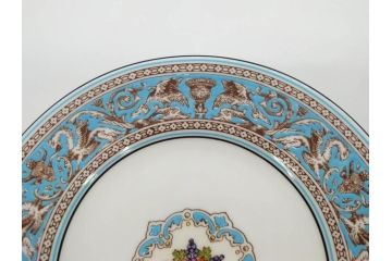 イギリス　WEDGWOOD(ウェッジウッド)　FLORENTINE TURQUOISE(フロレンティーン ターコイズ)　食卓が華やぐプレート6枚セット(グロテスク文様、フルーツ、果物、中皿、洋食器、英国)(R-081220)