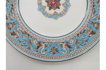 イギリス　WEDGWOOD(ウェッジウッド)　FLORENTINE TURQUOISE(フロレンティーン ターコイズ)　食卓が華やぐプレート6枚セット(グロテスク文様、フルーツ、果物、中皿、洋食器、英国)(R-081220)