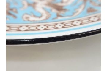 イギリス　WEDGWOOD(ウェッジウッド)　FLORENTINE TURQUOISE(フロレンティーン ターコイズ)　食卓が華やぐプレート6枚セット(グロテスク文様、フルーツ、果物、中皿、洋食器、英国)(R-081220)