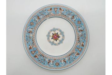 イギリス　WEDGWOOD(ウェッジウッド)　FLORENTINE TURQUOISE(フロレンティーン ターコイズ)　食卓が華やぐプレート6枚セット(グロテスク文様、フルーツ、果物、中皿、洋食器、英国)(R-081220)
